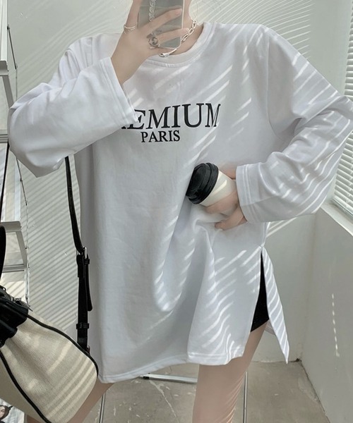 Bifrost（ビフレスト）の「スリット入り長袖Tシャツ（Tシャツ/カットソー・レディース・ブラック/ベージュ/ネイビー/ホワイト・フリー）」の8枚目の写真