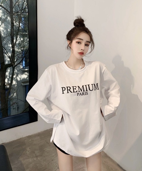 Bifrost（ビフレスト）の「スリット入り長袖Tシャツ（Tシャツ/カットソー・レディース・ブラック/ベージュ/ネイビー/ホワイト・フリー）」の9枚目の写真