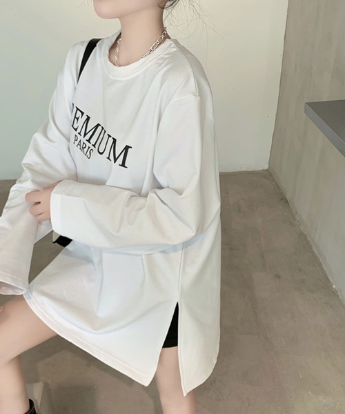 Bifrost（ビフレスト）の「スリット入り長袖Tシャツ（Tシャツ/カットソー・レディース・ブラック/ベージュ/ネイビー/ホワイト・フリー）」の10枚目の写真