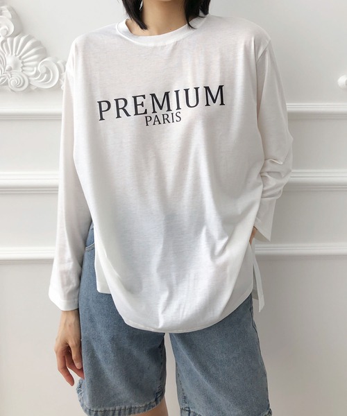 Bifrost（ビフレスト）の「スリット入り長袖Tシャツ（Tシャツ/カットソー・レディース・ブラック/ベージュ/ネイビー/ホワイト・フリー）」の18枚目の写真