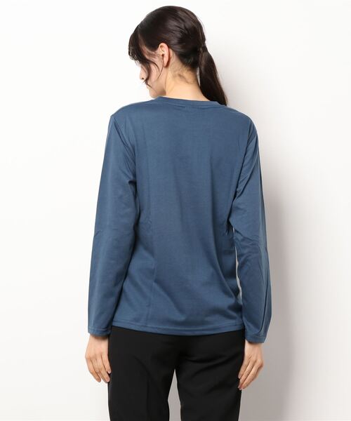 GGD（ジージーディー）の「スマイルロングTシャツ＆フェイクレイヤードTシャツ（Tシャツ/カットソー・レディース・ブラウン/ブラック系その他/ブラック/ブルー/ブルー系その他/グレー系その他/グレー/ホワイト・LL/L/M）」の9枚目の写真