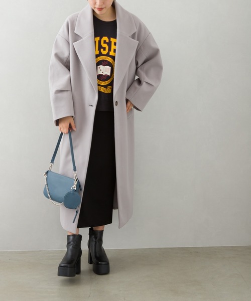 SpRay（スプレイ）の「エコウール袖タックチェスターコート（チェスターコート・レディース・ブラック/ブルー/グリーン/モカ/グレー/アイボリー・FREE）」の4枚目の写真