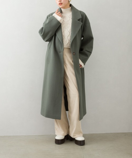 SpRay（スプレイ）の「エコウール袖タックチェスターコート（チェスターコート・レディース・ブラック/ブルー/グリーン/モカ/グレー/アイボリー・FREE）」の5枚目の写真