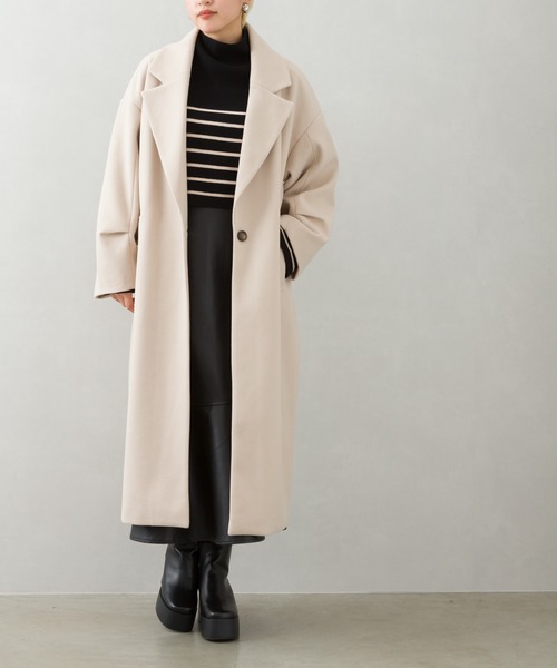 SpRay（スプレイ）の「エコウール袖タックチェスターコート（チェスターコート・レディース・ブラック/ブルー/グリーン/モカ/グレー/アイボリー・FREE）」の2枚目の写真