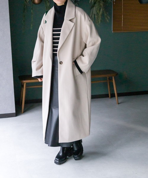 SpRay（スプレイ）の「エコウール袖タックチェスターコート（チェスターコート・レディース・ブラック/ブルー/グリーン/モカ/グレー/アイボリー・FREE）」の7枚目の写真