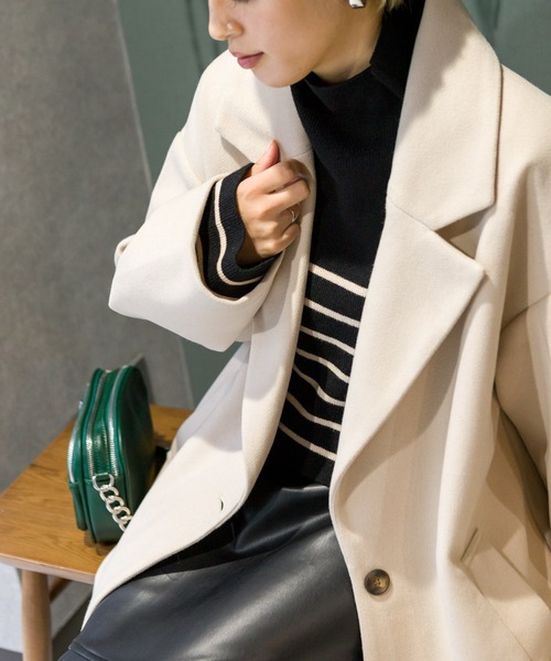 SpRay（スプレイ）の「エコウール袖タックチェスターコート（チェスターコート・レディース・ブラック/ブルー/グリーン/モカ/グレー/アイボリー・FREE）」の10枚目の写真