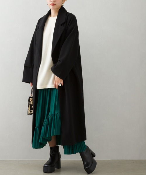 SpRay（スプレイ）の「エコウール袖タックチェスターコート（チェスターコート・レディース・ブラック/ブルー/グリーン/モカ/グレー/アイボリー・FREE）」の11枚目の写真