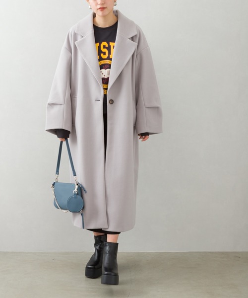 SpRay（スプレイ）の「エコウール袖タックチェスターコート（チェスターコート・レディース・ブラック/ブルー/グリーン/モカ/グレー/アイボリー・FREE）」の22枚目の写真