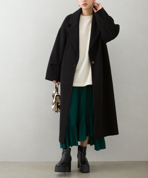 SpRay（スプレイ）の「エコウール袖タックチェスターコート（チェスターコート・レディース・ブラック/ブルー/グリーン/モカ/グレー/アイボリー・FREE）」の12枚目の写真