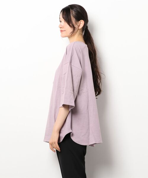 Lugnoncure（ルノンキュール）の「前後着ヘンリープルオーバー（Tシャツ/カットソー・レディース・ブラック/オフホワイト/カーキ/パープル・ﾌﾘ-）」の7枚目の写真