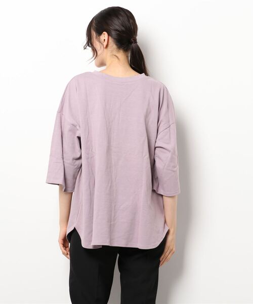 Lugnoncure（ルノンキュール）の「前後着ヘンリープルオーバー（Tシャツ/カットソー・レディース・ブラック/オフホワイト/カーキ/パープル・ﾌﾘ-）」の5枚目の写真