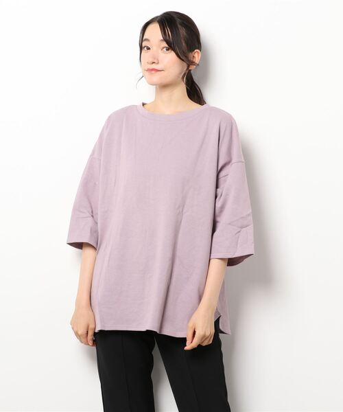 Lugnoncure（ルノンキュール）の「前後着ヘンリープルオーバー（Tシャツ/カットソー・レディース・ブラック/オフホワイト/カーキ/パープル・ﾌﾘ-）」の6枚目の写真