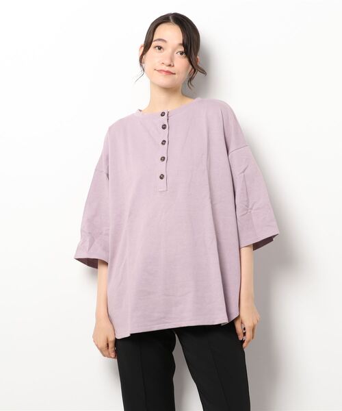Lugnoncure（ルノンキュール）の「前後着ヘンリープルオーバー（Tシャツ/カットソー・レディース・ブラック/オフホワイト/カーキ/パープル・ﾌﾘ-）」の8枚目の写真