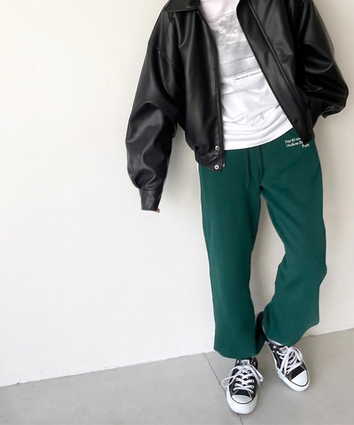 CANAL JEAN(キャナルジーン)の「RCW BLUE LABEL(ブルーレーベル) 裏毛刺繍パンツ(スウェットパンツ・レディース・ネイビー/グリーン/ヘザーグレー・38/36)」の8枚目の写真