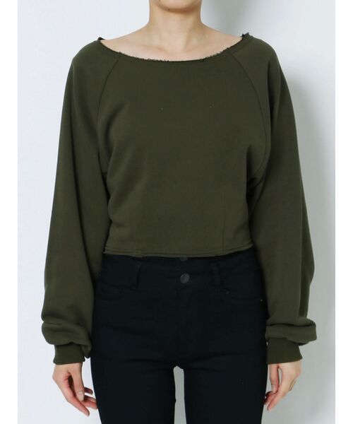 EMODA(エモダ)の「ウエストマークショートトップ(Tシャツ/カットソー・レディース・ブラック/ベージュ/レッド/カーキ・FREE)」の3枚目の写真