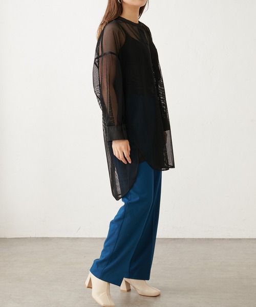 Lui's（ルイス）の「ワイドストレートパンツ（スラックス・レディース・ブラック/ブルー・FREE）」の5枚目の写真