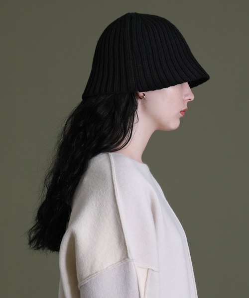 select MOCA（セレクトモカ）の「リブニットバケットハット（ハット・レディース・ブラック/ブラウン/ライトベージュ・FREE）」の3枚目の写真