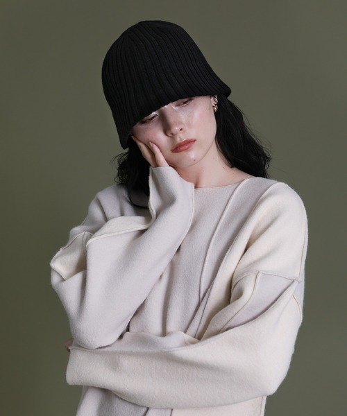 select MOCA（セレクトモカ）の「リブニットバケットハット（ハット・レディース・ブラック/ブラウン/ライトベージュ・FREE）」の8枚目の写真