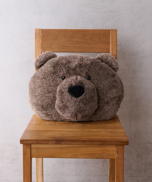 BIRTHDAY BAR（バースデイバー）の「くまかお  クッション（クッション/クッションカバー・レディース・ブラウン/グレー/モカ/アイボリー・フリー）」の3枚目の写真