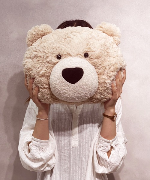 BIRTHDAY BAR（バースデイバー）の「くまかお  クッション（クッション/クッションカバー・レディース・ブラウン/グレー/モカ/アイボリー・フリー）」の5枚目の写真