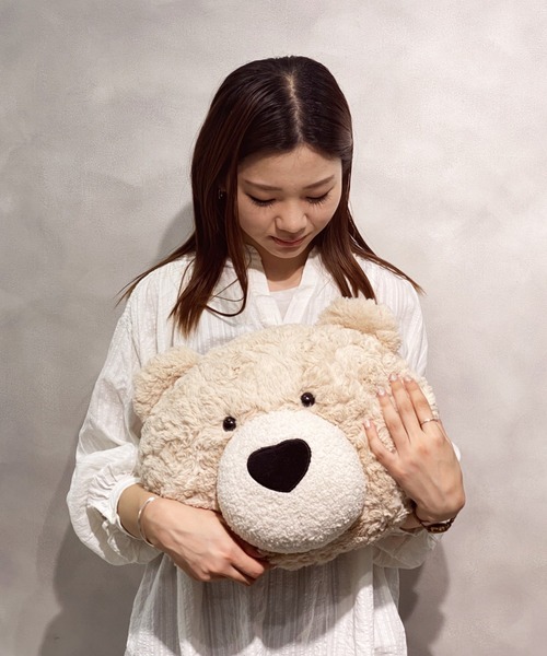 BIRTHDAY BAR（バースデイバー）の「くまかお  クッション（クッション/クッションカバー・レディース・ブラウン/グレー/モカ/アイボリー・フリー）」の6枚目の写真