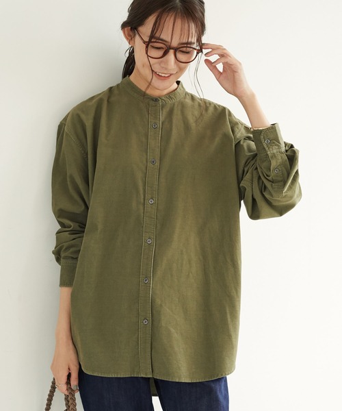 CRAFT STANDARD BOUTIQUE(クラフトスタンダードブティック)の「コールテンバンドカラーシャツ *◇(シャツ/ブラウス・レディース・アイボリー/モカ/カーキ・FREE)」の3枚目の写真
