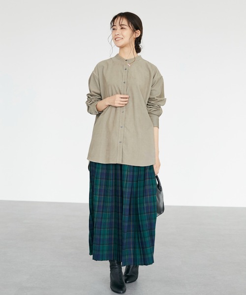 CRAFT STANDARD BOUTIQUE(クラフトスタンダードブティック)の「コールテンバンドカラーシャツ *◇(シャツ/ブラウス・レディース・アイボリー/モカ/カーキ・FREE)」の12枚目の写真