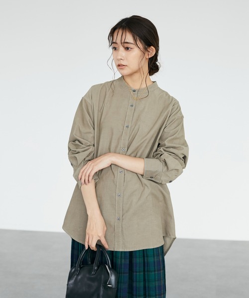 CRAFT STANDARD BOUTIQUE(クラフトスタンダードブティック)の「コールテンバンドカラーシャツ *◇(シャツ/ブラウス・レディース・アイボリー/モカ/カーキ・FREE)」の13枚目の写真