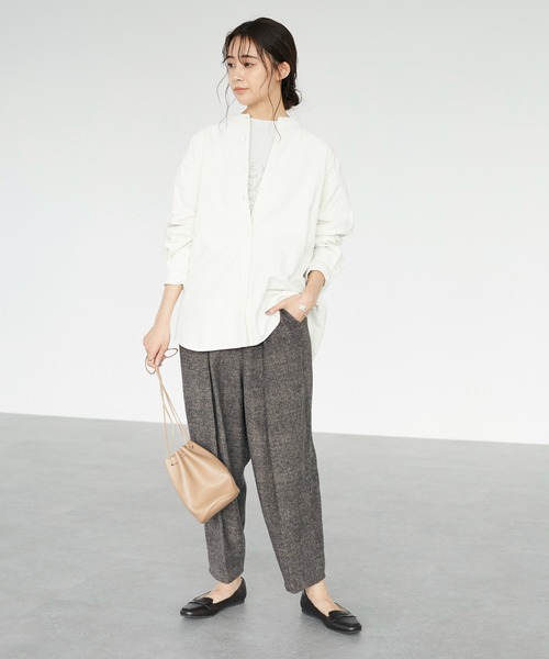 CRAFT STANDARD BOUTIQUE(クラフトスタンダードブティック)の「コールテンバンドカラーシャツ *◇(シャツ/ブラウス・レディース・アイボリー/モカ/カーキ・FREE)」の4枚目の写真