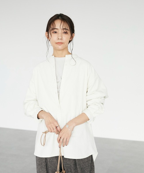 CRAFT STANDARD BOUTIQUE(クラフトスタンダードブティック)の「コールテンバンドカラーシャツ *◇(シャツ/ブラウス・レディース・アイボリー/モカ/カーキ・FREE)」の8枚目の写真