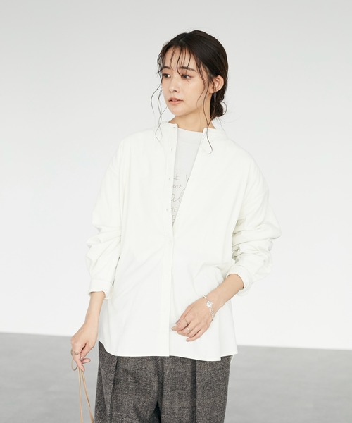 CRAFT STANDARD BOUTIQUE(クラフトスタンダードブティック)の「コールテンバンドカラーシャツ *◇(シャツ/ブラウス・レディース・アイボリー/モカ/カーキ・FREE)」の9枚目の写真