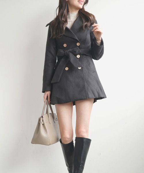セール】ショート丈フレアコート（ピーコート）｜Futier land（フュー