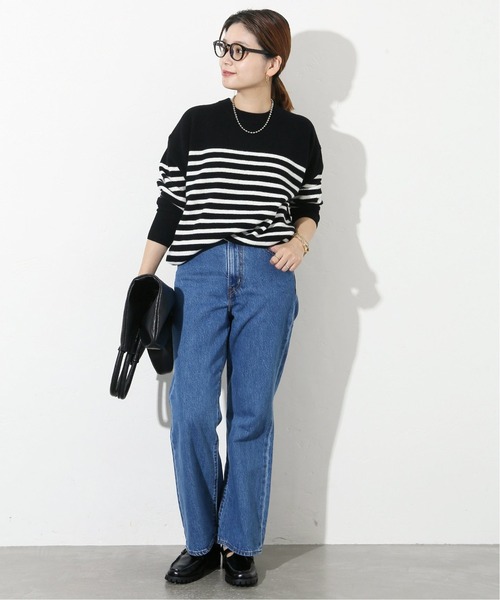 JOURNAL STANDARD（ジャーナルスタンダード）の「クルーネックボーダーニットプルオーバー◆（ニット/セーター・レディース・ブラック/ホワイト・FREE）」の10枚目の写真