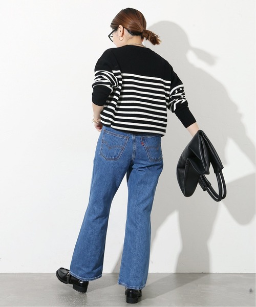 JOURNAL STANDARD（ジャーナルスタンダード）の「クルーネックボーダーニットプルオーバー◆（ニット/セーター・レディース・ブラック/ホワイト・FREE）」の3枚目の写真