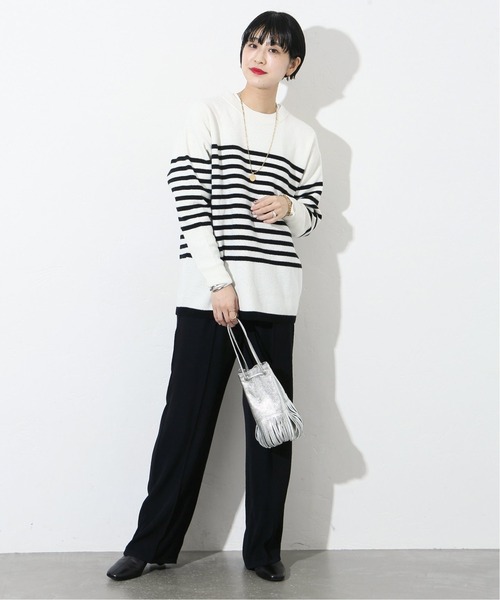 JOURNAL STANDARD（ジャーナルスタンダード）の「クルーネックボーダーニットプルオーバー◆（ニット/セーター・レディース・ブラック/ホワイト・FREE）」の6枚目の写真