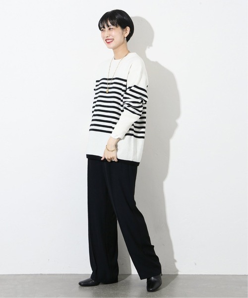 JOURNAL STANDARD（ジャーナルスタンダード）の「クルーネックボーダーニットプルオーバー◆（ニット/セーター・レディース・ブラック/ホワイト・FREE）」の7枚目の写真