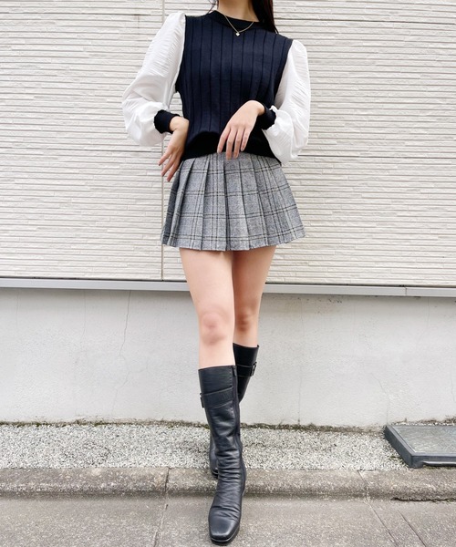 Loueme(ルエム)の「チェック柄プリーツスカパン(スカート・レディース・ブラック/ブラウン・FREE)」の18枚目の写真