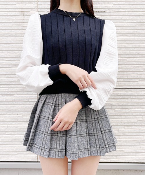 Loueme(ルエム)の「チェック柄プリーツスカパン(スカート・レディース・ブラック/ブラウン・FREE)」の8枚目の写真