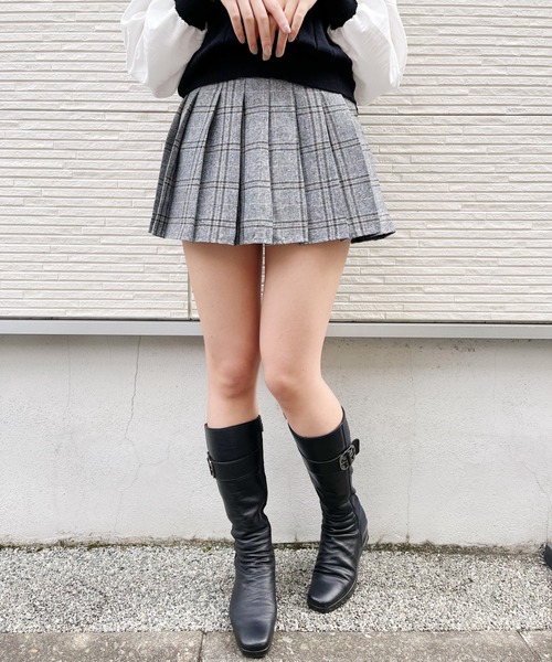 Loueme(ルエム)の「チェック柄プリーツスカパン(スカート・レディース・ブラック/ブラウン・FREE)」の15枚目の写真
