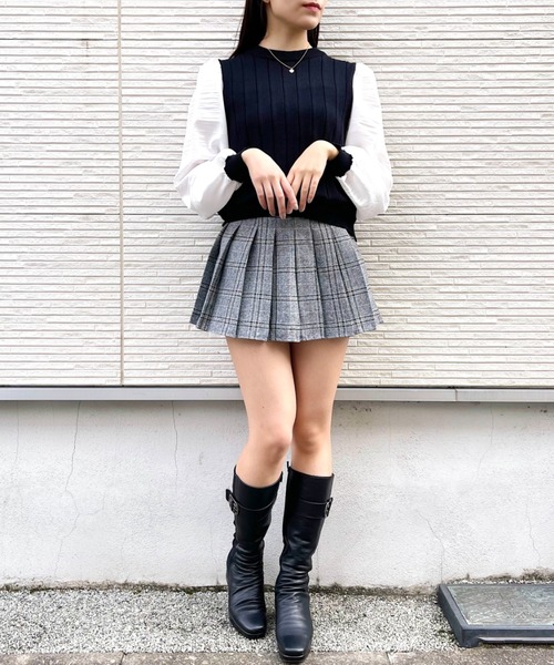 Loueme(ルエム)の「チェック柄プリーツスカパン(スカート・レディース・ブラック/ブラウン・FREE)」の20枚目の写真