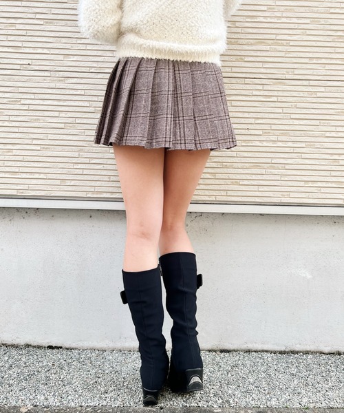 Loueme(ルエム)の「チェック柄プリーツスカパン(スカート・レディース・ブラック/ブラウン・FREE)」の17枚目の写真