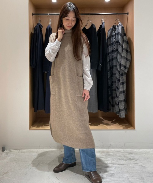 純正買取 チャコール モックネック片畦ロングジレ 純正買取 チャコール モックネック片畦ロングジレ
