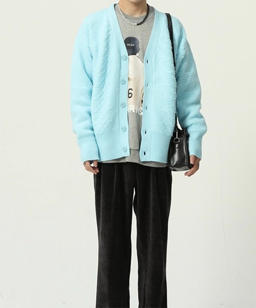 WESTBOY(ウエストボーイ)の「【WB ORIGINALS】Oversized Thunder Jacquard Knit Cardigan WO21W4TP07(カーディガン/ボレロ・メンズ・ホワイト/ブルー・M/L/XL)」の5枚目の写真
