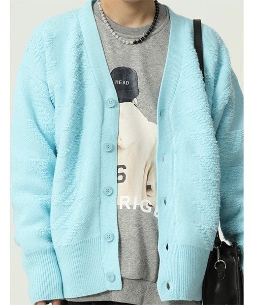 WESTBOY(ウエストボーイ)の「【WB ORIGINALS】Oversized Thunder Jacquard Knit Cardigan WO21W4TP07(カーディガン/ボレロ・メンズ・ホワイト/ブルー・M/L/XL)」の8枚目の写真