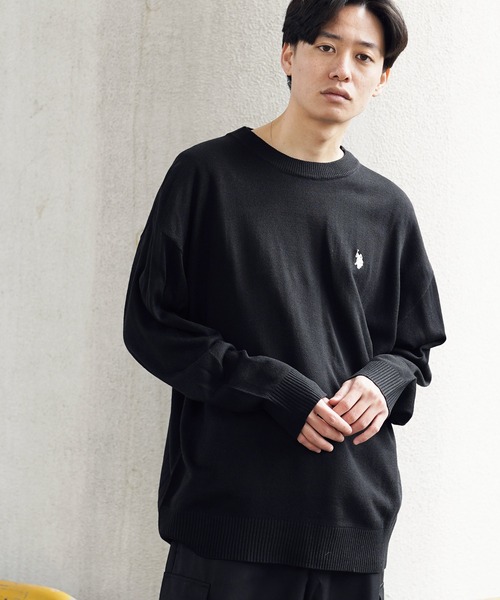 U.S. POLO ASSN.(ユーエスポロアッスン)の「U.S. POLO ASSN. / ユーエスポロアッスン 別注 コラボ 長袖 ニット セーター(ニット/セーター・メンズ・ブラック系その他/ホワイト系その他/ブルー系その他/グレー系その他・MEDIUM/LARGE)」の1枚目の写真