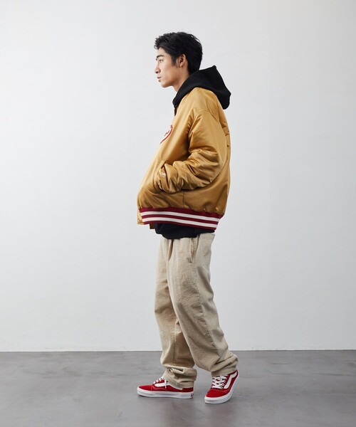 STARTER（スターター）の「STARTER/スターター 別注VARSITY JACT/スタジアムジャケット/スタジャン（ブルゾン・メンズ・ネイビー/グリーン/ブラック/ゴールド・SMALL/MEDIUM/LARGE）」の9枚目の写真