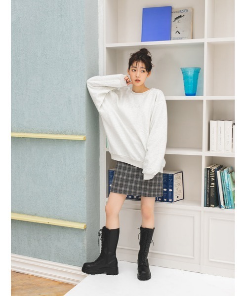 fifth calin（フィフスカラン）の「インパン付き起毛チェックミニスカート（スカート・レディース・グレー・MEDIUM）」の2枚目の写真