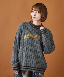 CUBE SUGAR（キューブシュガー）の「洗えるウォッシャブルニットケーブル編みロゴ刺繍（ニット/セーター）」
