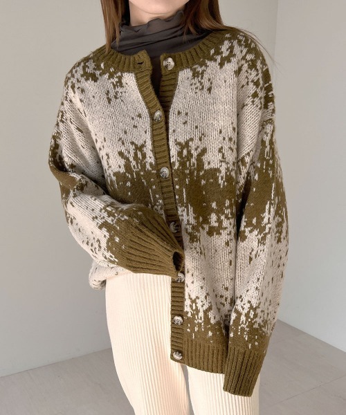 Bab（バブ）の「モヘアタッチジャガードニットカーディガン（カーディガン/ボレロ・レディース・ブラウン/アイボリー/オリーブ・FREE）」の3枚目の写真