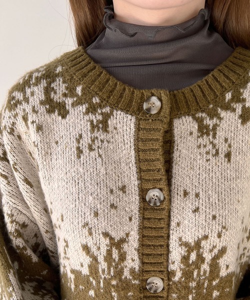 Bab（バブ）の「モヘアタッチジャガードニットカーディガン（カーディガン/ボレロ・レディース・ブラウン/アイボリー/オリーブ・FREE）」の6枚目の写真